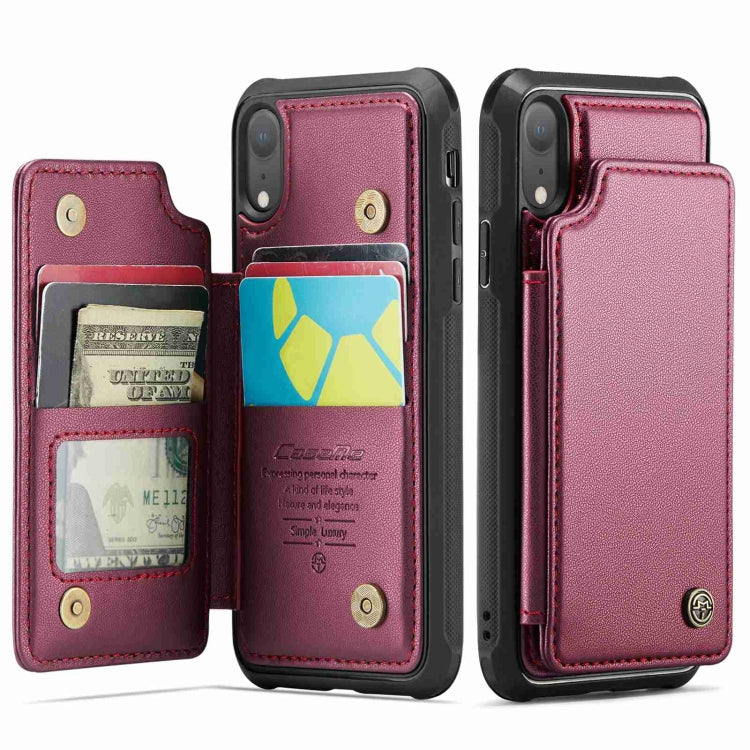 For iPhone XR CaseMe C22 Card Slots Holder RFID Anti-theft Phone Case(Wine Red) - More iPhone Cases by CaseMe | Online Shopping South Africa | PMC Jewellery | Buy Now Pay Later Mobicred