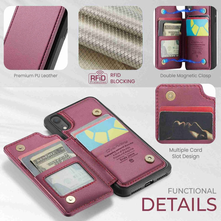 For iPhone XR CaseMe C22 Card Slots Holder RFID Anti-theft Phone Case(Wine Red) - More iPhone Cases by CaseMe | Online Shopping South Africa | PMC Jewellery | Buy Now Pay Later Mobicred