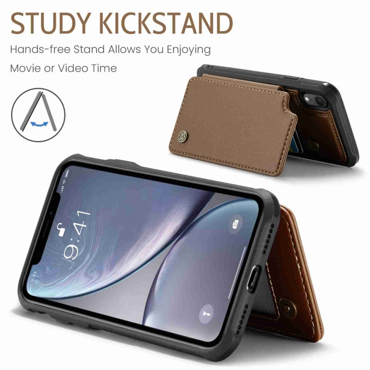 For iPhone XR CaseMe C22 Card Slots Holder RFID Anti-theft Phone Case(Brown) - free shipping - PMC Jewellery - Order now!