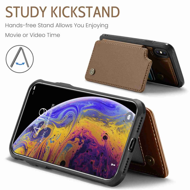 For iPhone XS Max CaseMe C22 Card Slots Holder RFID Anti-theft Phone Case(Brown) - free shipping - PMC Jewellery - Order now!