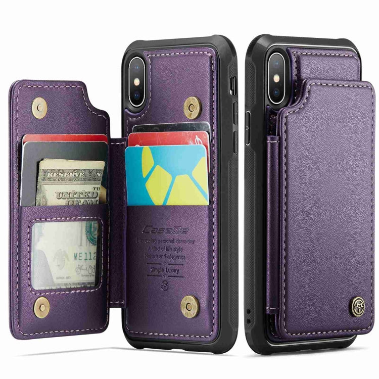 For iPhone XS Max CaseMe C22 Card Slots Holder RFID Anti-theft Phone Case(Purple) - free shipping - PMC Jewellery - Order now!