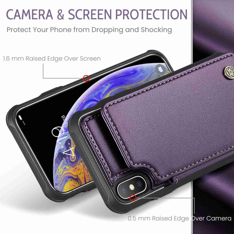 For iPhone XS Max CaseMe C22 Card Slots Holder RFID Anti-theft Phone Case(Purple) - free shipping - PMC Jewellery - Order now!