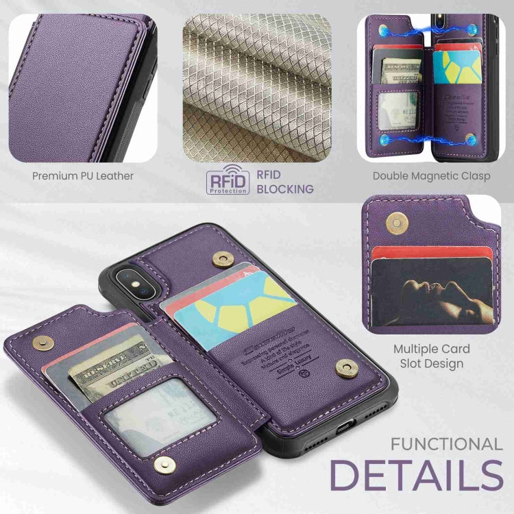 For iPhone XS Max CaseMe C22 Card Slots Holder RFID Anti-theft Phone Case(Purple) - free shipping - PMC Jewellery - Order now!