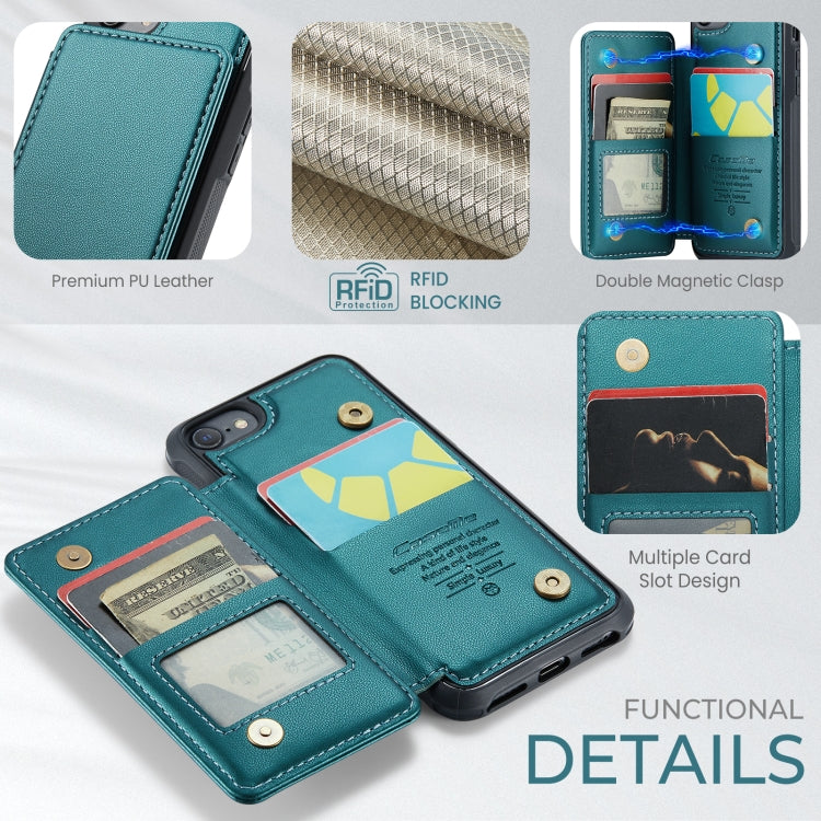 For iPhone SE 2022 / SE 2020 CaseMe C22 Card Slots Holder RFID Anti-theft Phone Case(Blue Green) - iPhone SE 2022 / 2020 / 8 / 7 Cases by CaseMe | Online Shopping South Africa | PMC Jewellery | Buy Now Pay Later Mobicred
