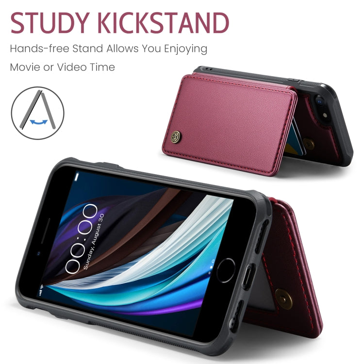 For iPhone SE 2022 / SE 2020 CaseMe C22 Card Slots Holder RFID Anti-theft Phone Case(Wine Red) - iPhone SE 2022 / 2020 / 8 / 7 Cases by CaseMe | Online Shopping South Africa | PMC Jewellery | Buy Now Pay Later Mobicred