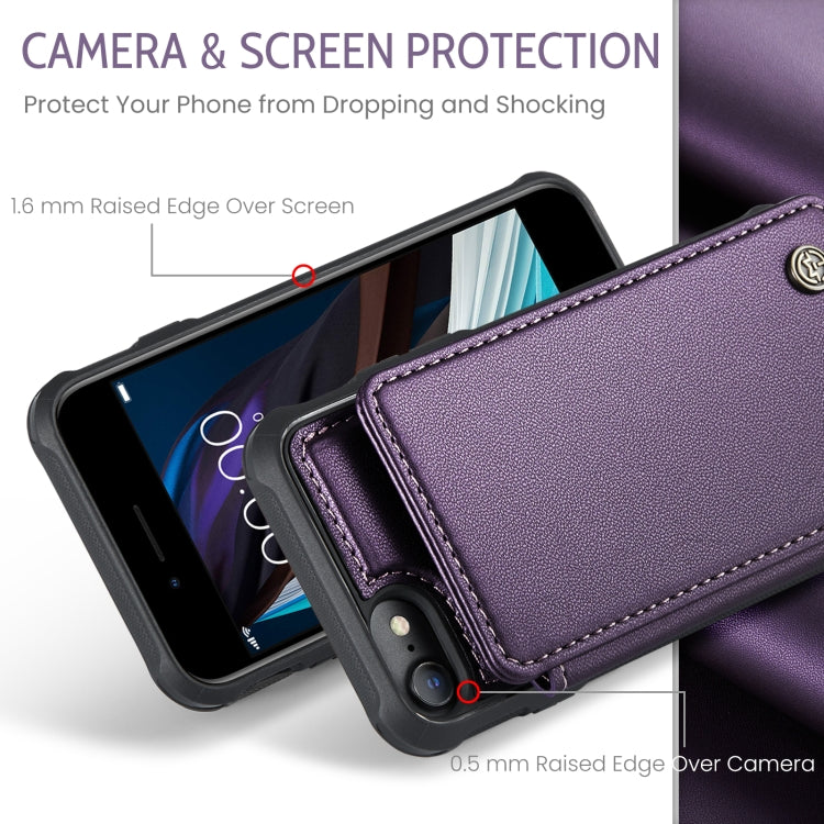 For iPhone SE 2022 / SE 2020 CaseMe C22 Card Slots Holder RFID Anti-theft Phone Case(Purple) - free shipping - PMC Jewellery - Order now!