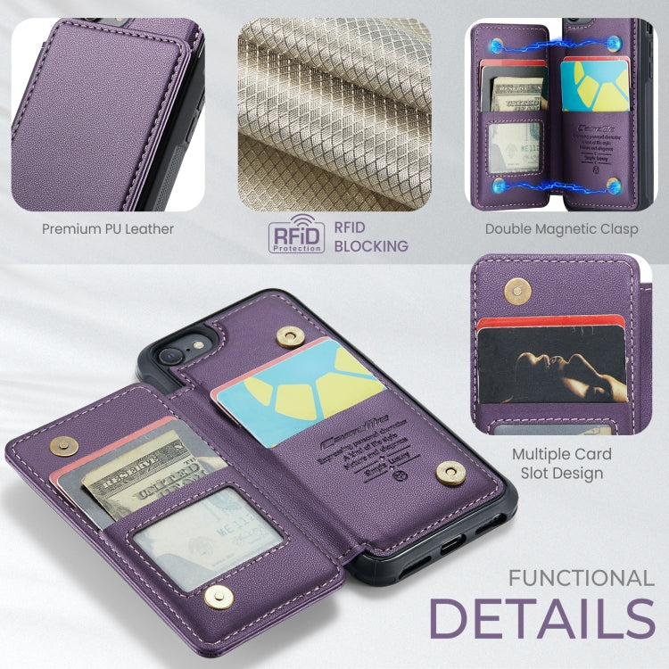 For iPhone SE 2022 / SE 2020 CaseMe C22 Card Slots Holder RFID Anti-theft Phone Case(Purple) - free shipping - PMC Jewellery - Order now!