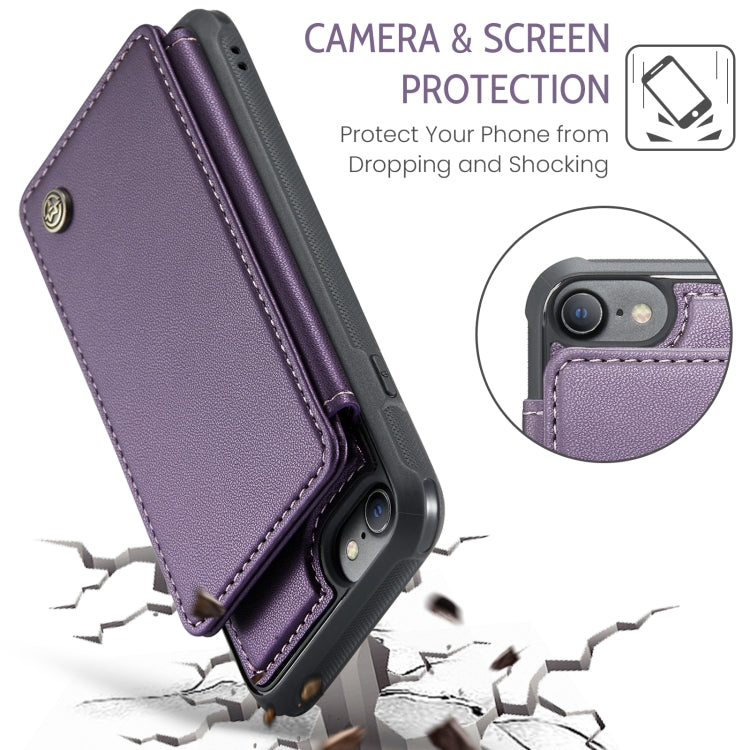 For iPhone SE 2022 / SE 2020 CaseMe C22 Card Slots Holder RFID Anti-theft Phone Case(Purple) - free shipping - PMC Jewellery - Order now!