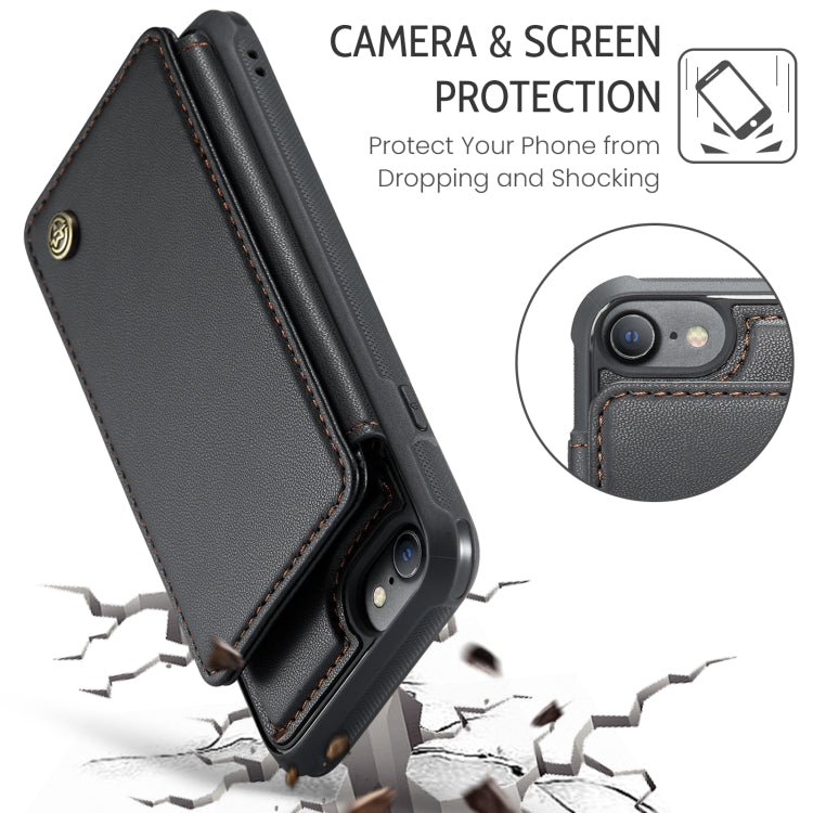 For iPhone SE 2022 / SE 2020 CaseMe C22 Card Slots Holder RFID Anti-theft Phone Case(Black) - free shipping - PMC Jewellery - Order now!