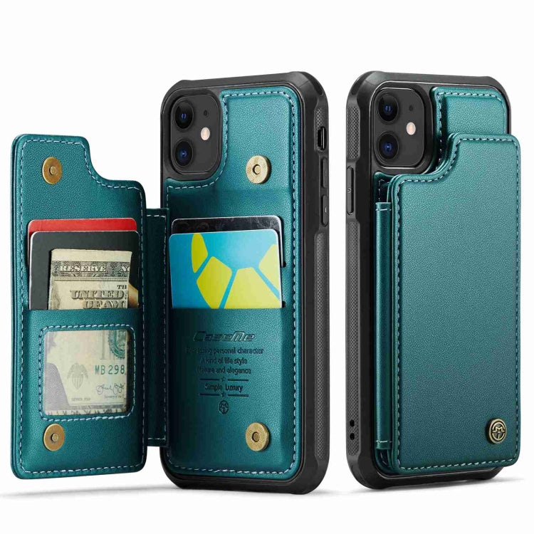 For iPhone 11 CaseMe C22 Card Slots Holder RFID Anti-theft Phone Case(Blue Green) - free shipping - PMC Jewellery - Order now!