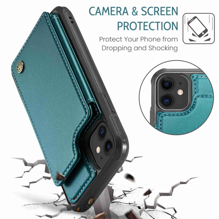 For iPhone 11 CaseMe C22 Card Slots Holder RFID Anti-theft Phone Case(Blue Green) - free shipping - PMC Jewellery - Order now!