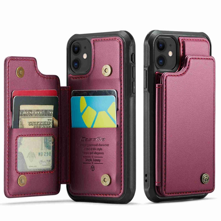 For iPhone 11 CaseMe C22 Card Slots Holder RFID Anti-theft Phone Case(Wine Red) - free shipping - PMC Jewellery - Order now!