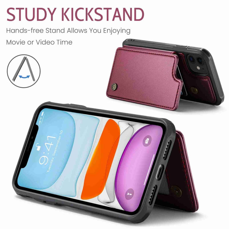 For iPhone 11 CaseMe C22 Card Slots Holder RFID Anti-theft Phone Case(Wine Red) - free shipping - PMC Jewellery - Order now!