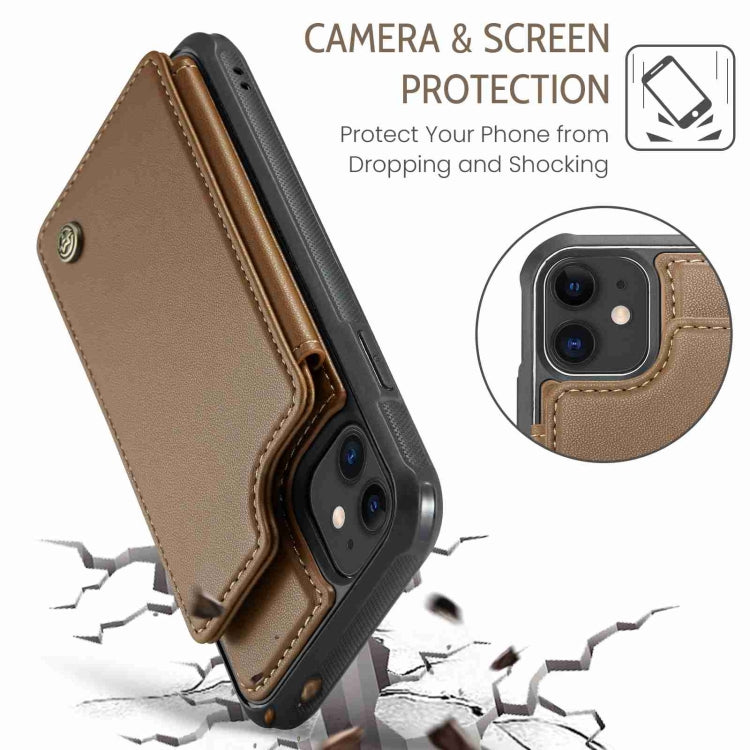 For iPhone 11 CaseMe C22 Card Slots Holder RFID Anti-theft Phone Case(Brown) - free shipping - PMC Jewellery - Order now!