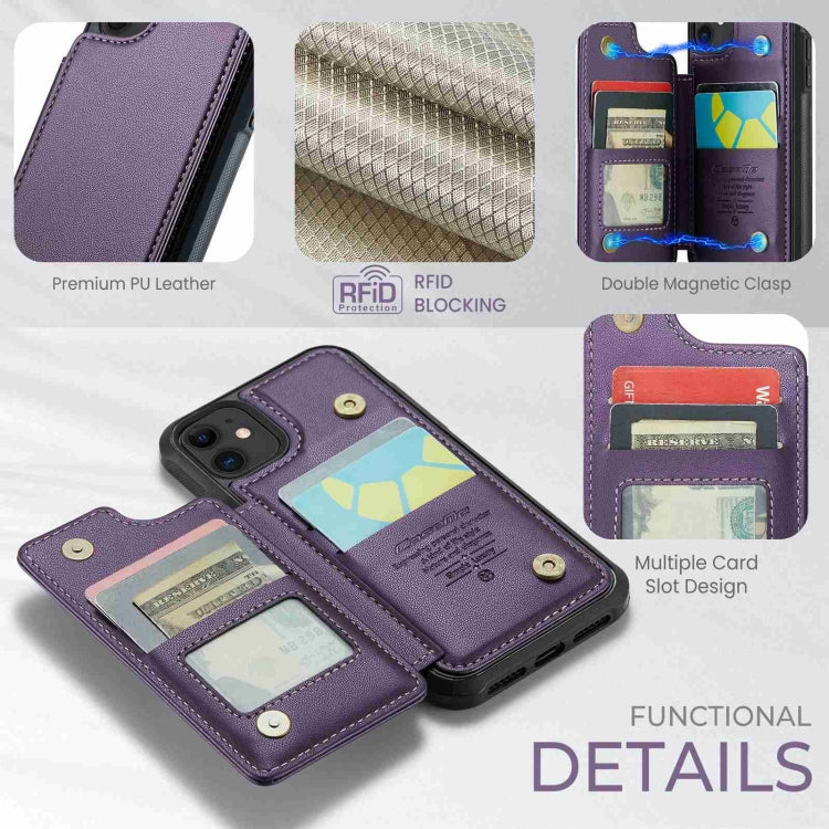 For iPhone 11 CaseMe C22 Card Slots Holder RFID Anti-theft Phone Case(Purple) - free shipping - PMC Jewellery - Order now!