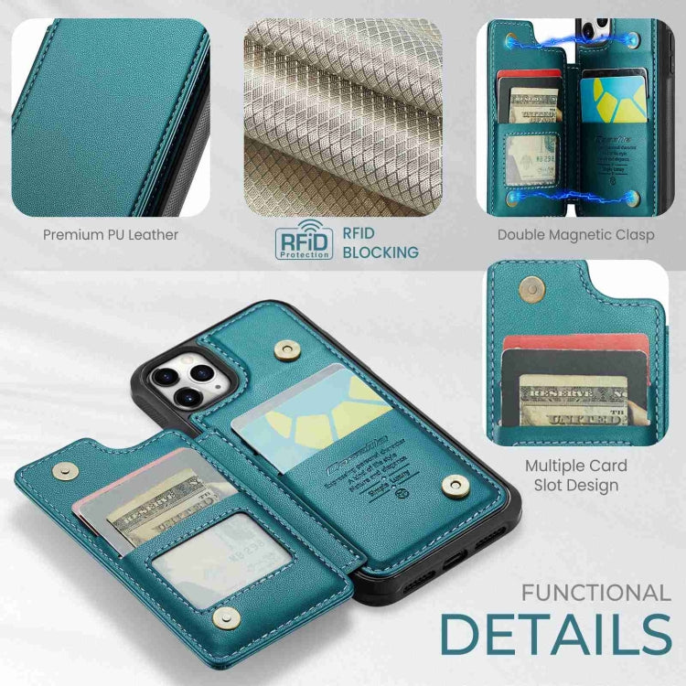 For iPhone 11 Pro CaseMe C22 Card Slots Holder RFID Anti-theft Phone Case(Blue Green) - free shipping - PMC Jewellery - Order now!