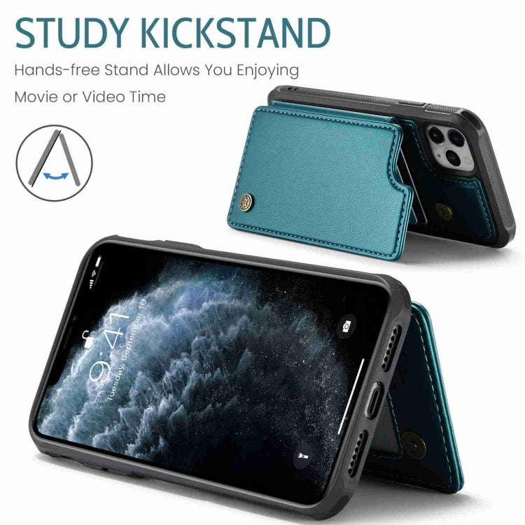 For iPhone 11 Pro CaseMe C22 Card Slots Holder RFID Anti-theft Phone Case(Blue Green) - free shipping - PMC Jewellery - Order now!