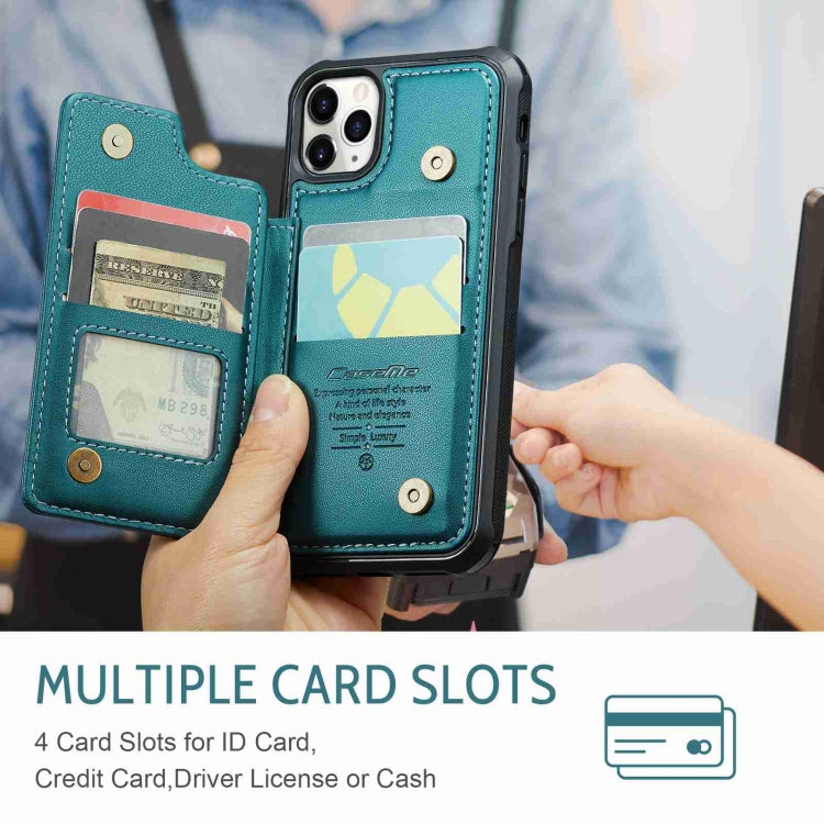 For iPhone 11 Pro CaseMe C22 Card Slots Holder RFID Anti-theft Phone Case(Blue Green) - free shipping - PMC Jewellery - Order now!