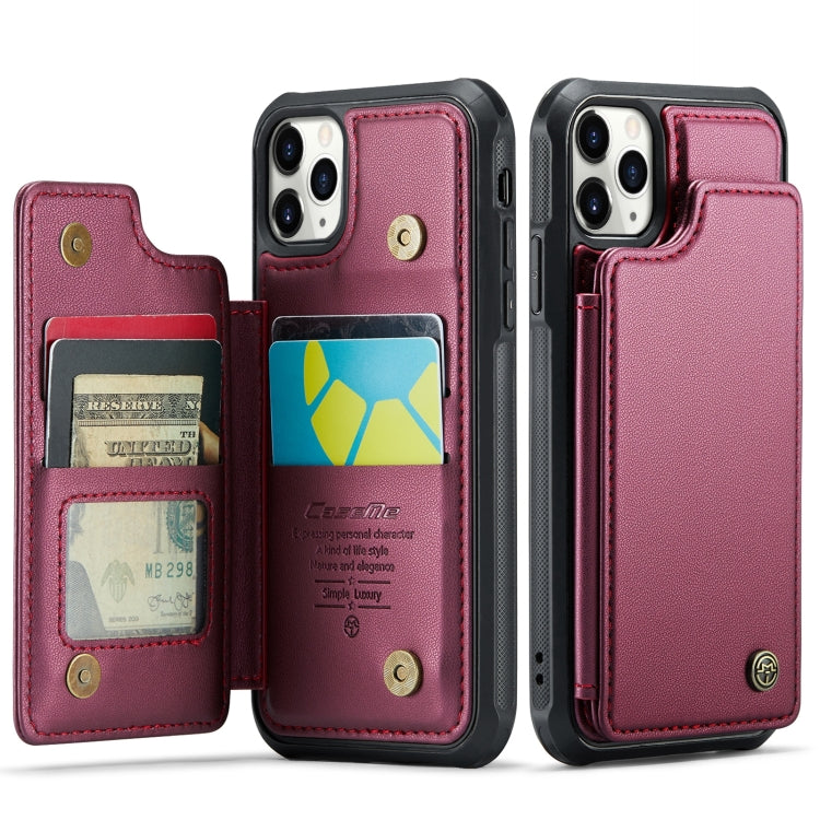 For iPhone 11 Pro CaseMe C22 Card Slots Holder RFID Anti-theft Phone Case(Wine Red) - free shipping - PMC Jewellery - Order now!