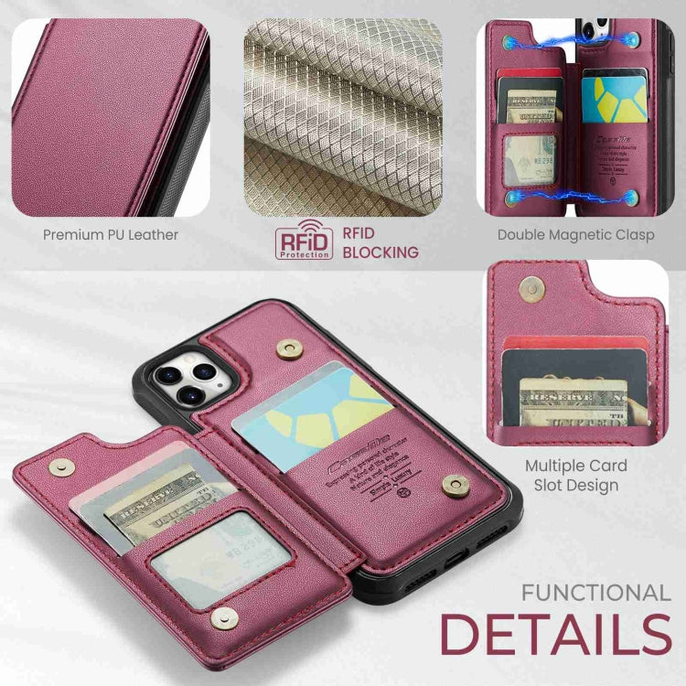 For iPhone 11 Pro CaseMe C22 Card Slots Holder RFID Anti-theft Phone Case(Wine Red) - free shipping - PMC Jewellery - Order now!