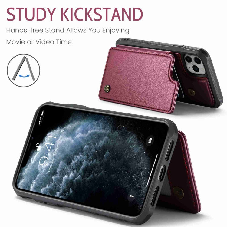 For iPhone 11 Pro CaseMe C22 Card Slots Holder RFID Anti-theft Phone Case(Wine Red) - free shipping - PMC Jewellery - Order now!
