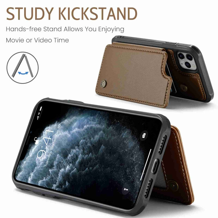 For iPhone 11 Pro CaseMe C22 Card Slots Holder RFID Anti-theft Phone Case(Brown) - free shipping - PMC Jewellery - Order now!