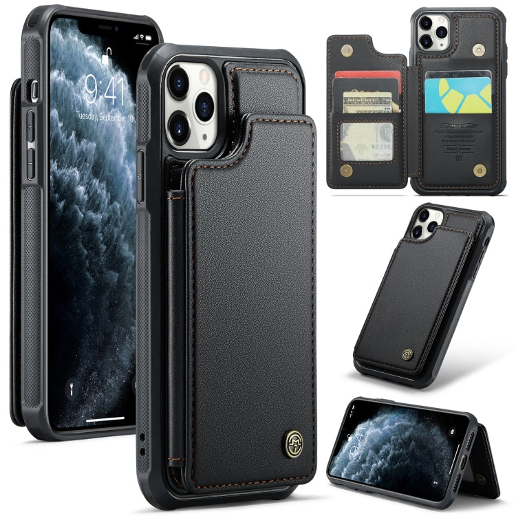 For iPhone 11 Pro CaseMe C22 Card Slots Holder RFID Anti-theft Phone Case(Black) - free shipping - PMC Jewellery - Order now!