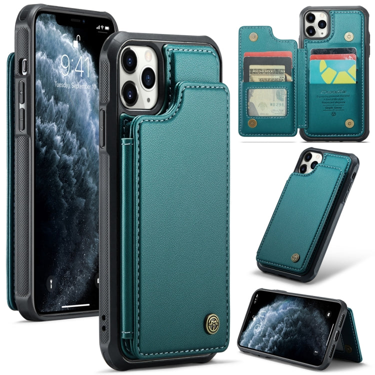 For iPhone 11 Pro Max CaseMe C22 Card Slots Holder RFID Anti-theft Phone Case(Blue Green) - free shipping - PMC Jewellery - Order now!