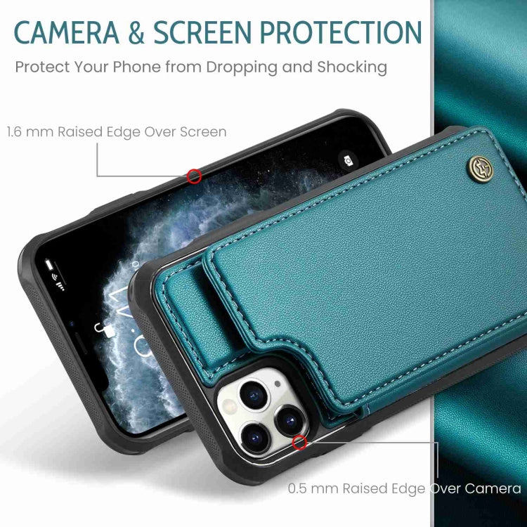 For iPhone 11 Pro Max CaseMe C22 Card Slots Holder RFID Anti-theft Phone Case(Blue Green) - free shipping - PMC Jewellery - Order now!
