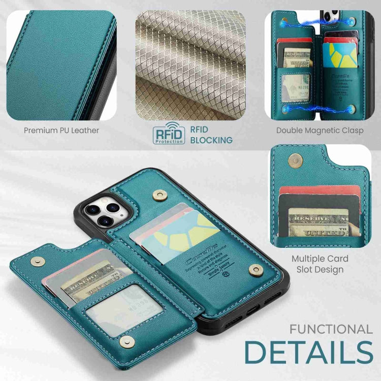 For iPhone 11 Pro Max CaseMe C22 Card Slots Holder RFID Anti-theft Phone Case(Blue Green) - free shipping - PMC Jewellery - Order now!