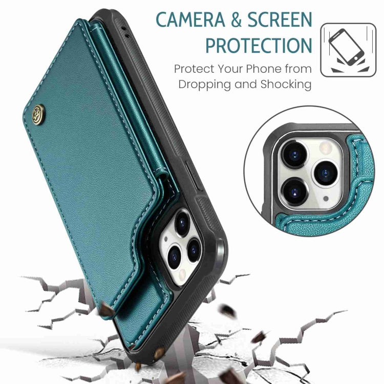 For iPhone 11 Pro Max CaseMe C22 Card Slots Holder RFID Anti-theft Phone Case(Blue Green) - free shipping - PMC Jewellery - Order now!