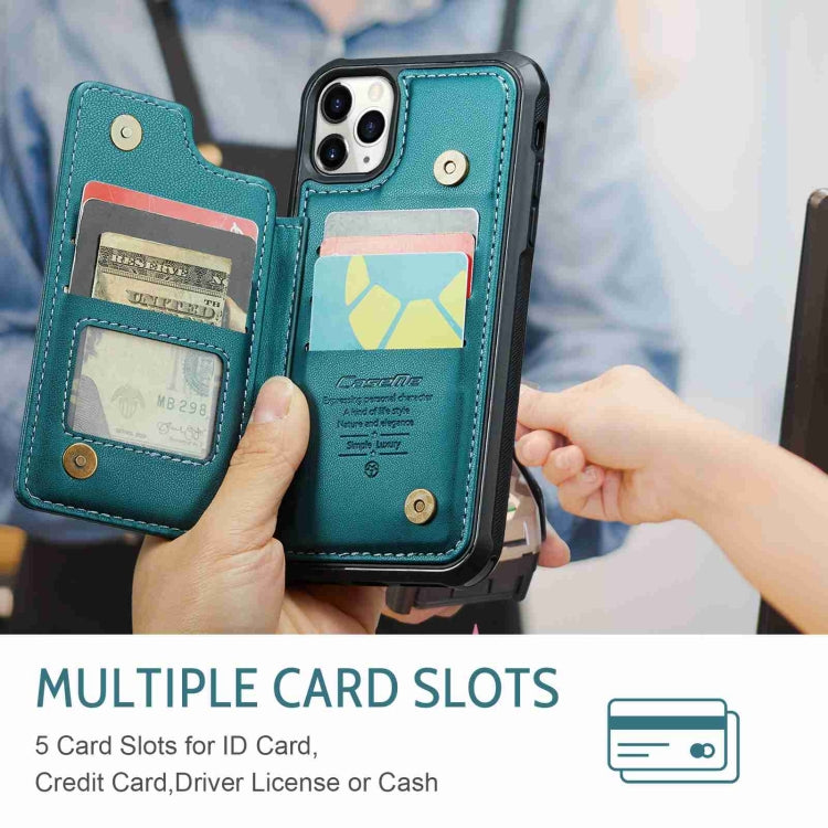 For iPhone 11 Pro Max CaseMe C22 Card Slots Holder RFID Anti-theft Phone Case(Blue Green) - free shipping - PMC Jewellery - Order now!
