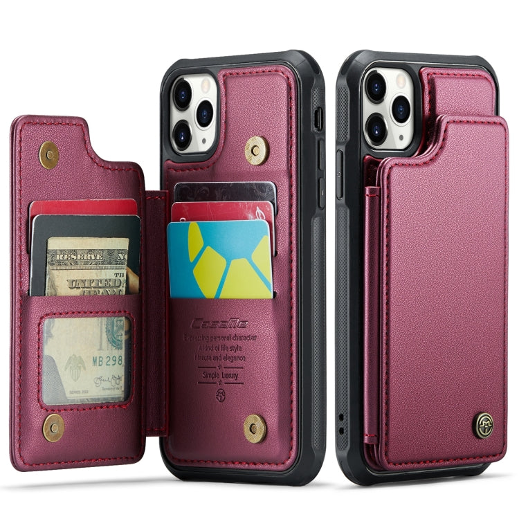 For iPhone 11 Pro Max CaseMe C22 Card Slots Holder RFID Anti-theft Phone Case(Wine Red) - free shipping - PMC Jewellery - Order now!