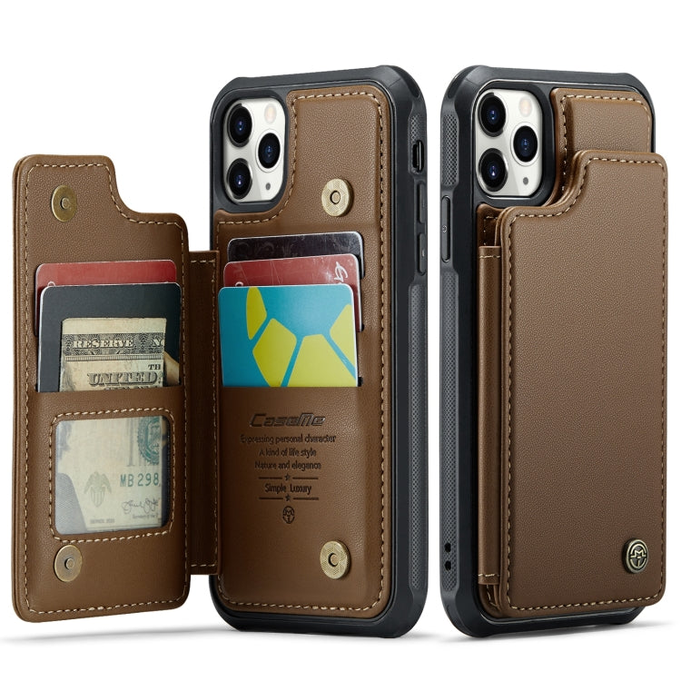 For iPhone 11 Pro Max CaseMe C22 Card Slots Holder RFID Anti-theft Phone Case(Brown) - free shipping - PMC Jewellery - Order now!