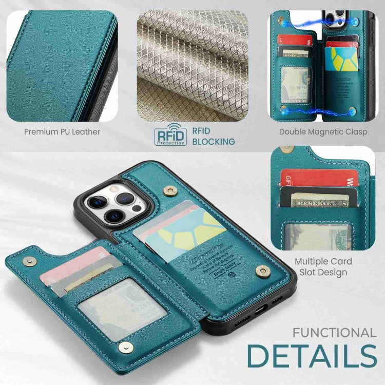 For iPhone 12 Pro Max CaseMe C22 Card Slots Holder RFID Anti-theft Phone Case(Blue Green) - free shipping - PMC Jewellery - Order now!
