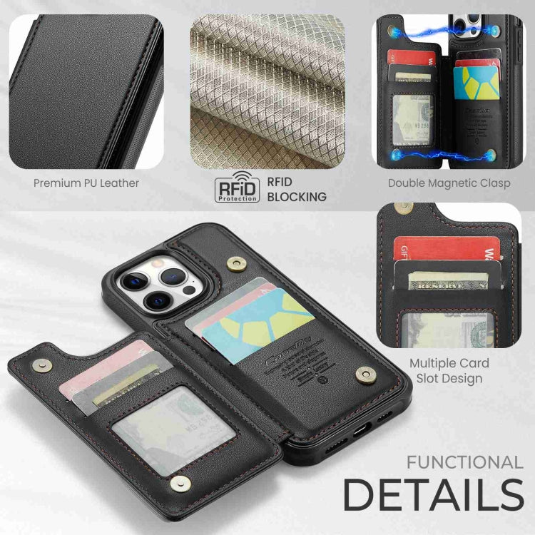 For iPhone 12 Pro Max CaseMe C22 Card Slots Holder RFID Anti-theft Phone Case(Black) - free shipping - PMC Jewellery - Order now!