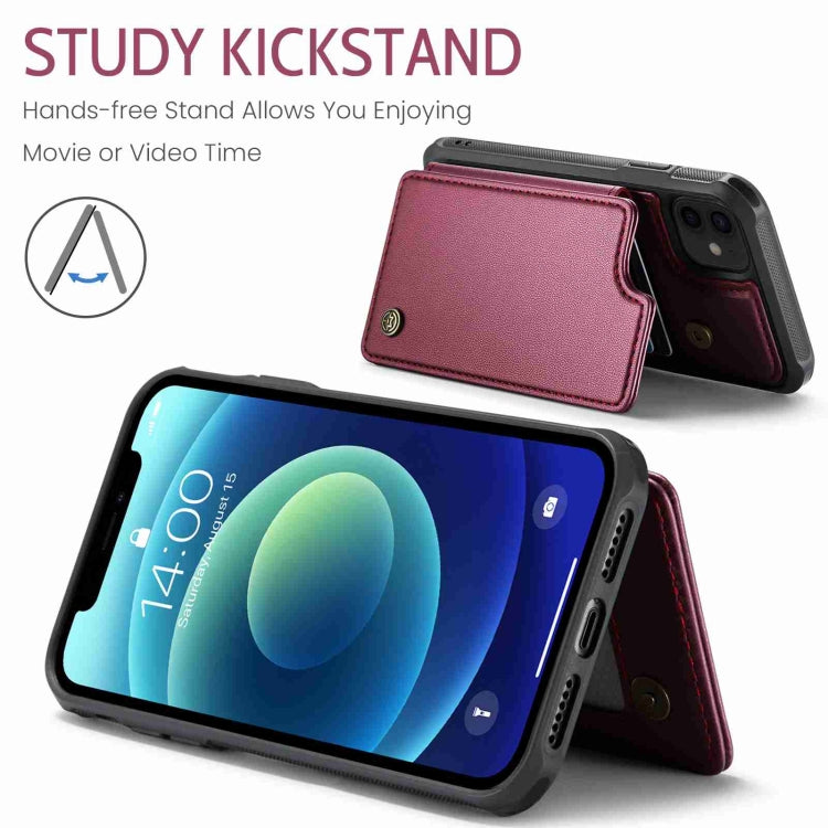 For iPhone 12 / 12 Pro CaseMe C22 Card Slots Holder RFID Anti-theft Phone Case(Wine Red) - free shipping - PMC Jewellery - Order now!
