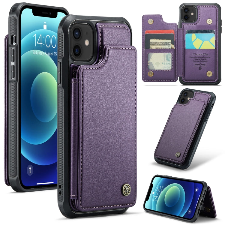 For iPhone 12 / 12 Pro CaseMe C22 Card Slots Holder RFID Anti-theft Phone Case(Purple) - free shipping - PMC Jewellery - Order now!