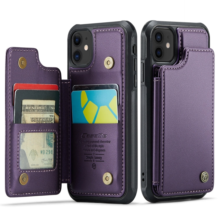 For iPhone 12 / 12 Pro CaseMe C22 Card Slots Holder RFID Anti-theft Phone Case(Purple) - free shipping - PMC Jewellery - Order now!