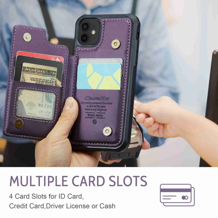For iPhone 12 / 12 Pro CaseMe C22 Card Slots Holder RFID Anti-theft Phone Case(Purple) - free shipping - PMC Jewellery - Order now!
