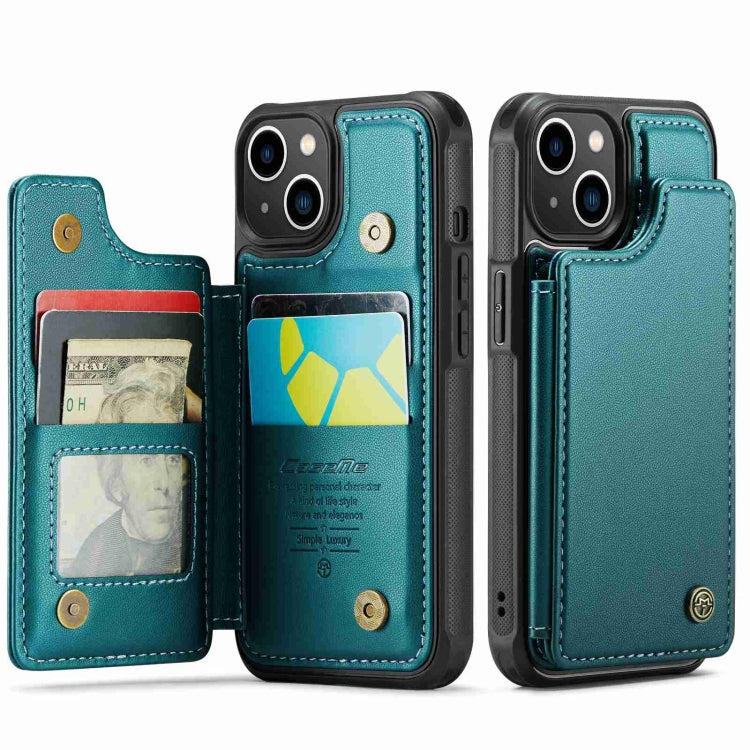 For iPhone 13 CaseMe C22 Card Slots Holder RFID Anti-theft Phone Case(Blue Green) - free shipping - PMC Jewellery - Order now!