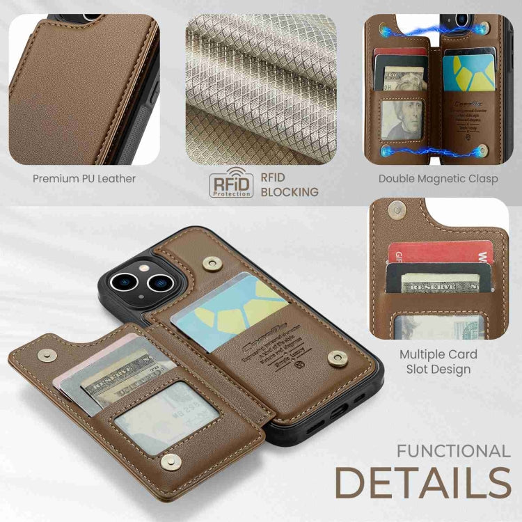 For iPhone 13 CaseMe C22 Card Slots Holder RFID Anti-theft Phone Case(Brown) - free shipping - PMC Jewellery - Order now!