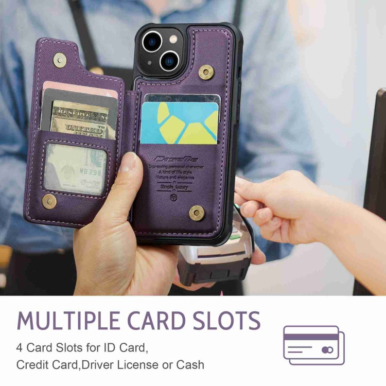 For iPhone 13 CaseMe C22 Card Slots Holder RFID Anti-theft Phone Case(Purple) - free shipping - PMC Jewellery - Order now!