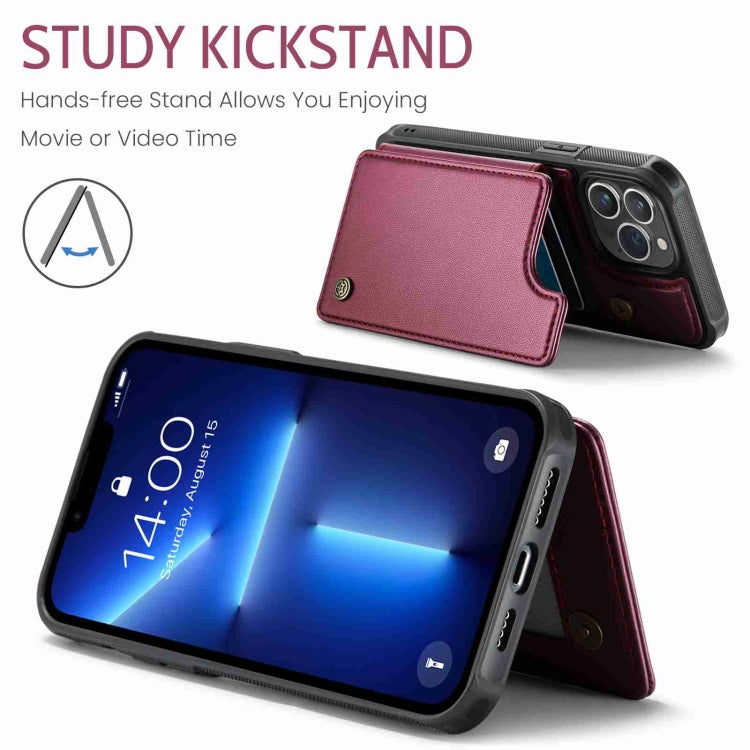 For iPhone 13 Pro CaseMe C22 Card Slots Holder RFID Anti-theft Phone Case(Wine Red) - free shipping - PMC Jewellery - Order now!