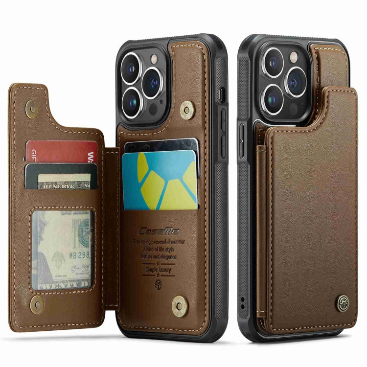 For iPhone 13 Pro CaseMe C22 Card Slots Holder RFID Anti-theft Phone Case(Brown) - free shipping - PMC Jewellery - Order now!