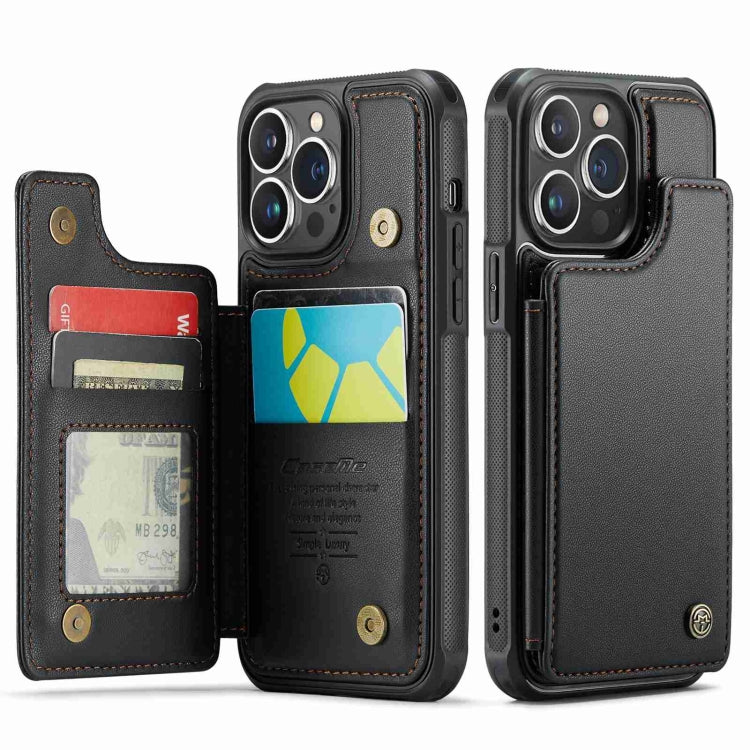 For iPhone 13 Pro CaseMe C22 Card Slots Holder RFID Anti-theft Phone Case(Black) - free shipping - PMC Jewellery - Order now!