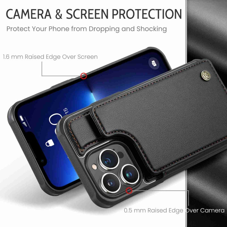For iPhone 13 Pro CaseMe C22 Card Slots Holder RFID Anti-theft Phone Case(Black) - free shipping - PMC Jewellery - Order now!