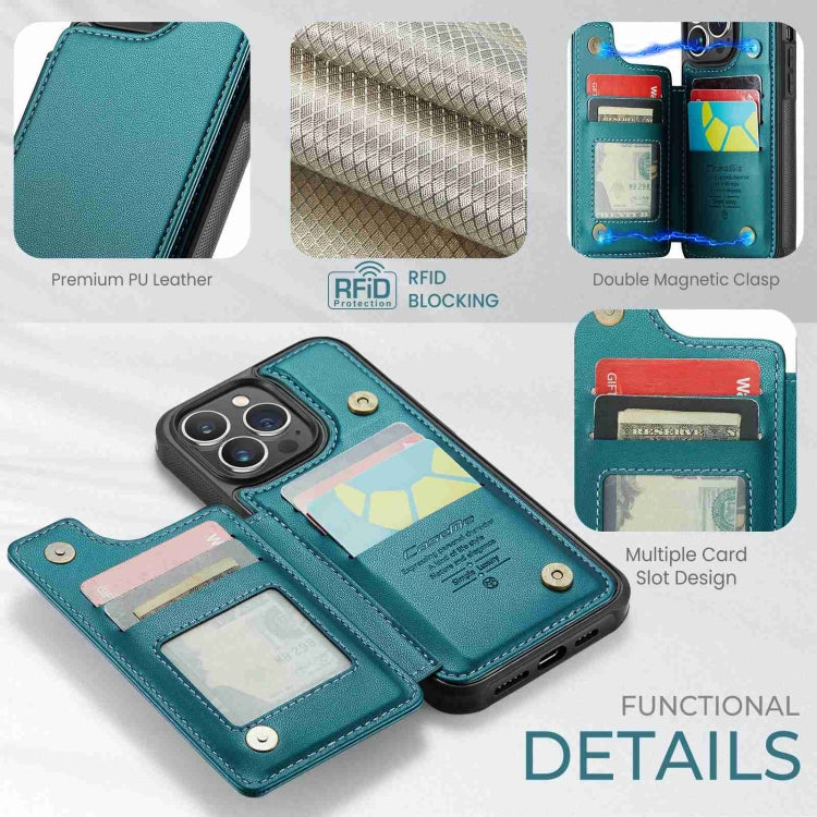 For iPhone 13 Pro Max CaseMe C22 Card Slots Holder RFID Anti-theft Phone Case(Blue Green) - free shipping - PMC Jewellery - Order now!