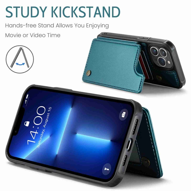 For iPhone 13 Pro Max CaseMe C22 Card Slots Holder RFID Anti-theft Phone Case(Blue Green) - free shipping - PMC Jewellery - Order now!