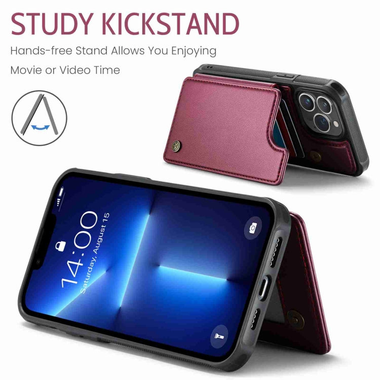 For iPhone 13 Pro Max CaseMe C22 Card Slots Holder RFID Anti-theft Phone Case(Wine Red) - free shipping - PMC Jewellery - Order now!